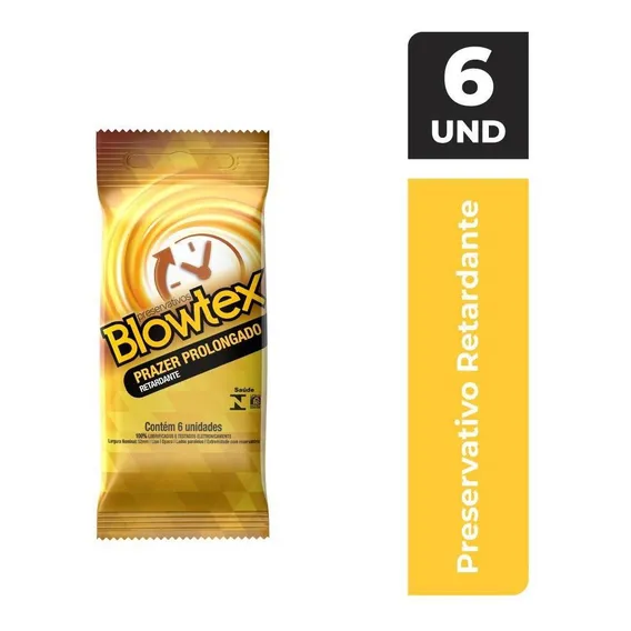 Preservativo Lubrificado Prazer Prolongado Blowtex Pacote 6 Unidades Foto 1