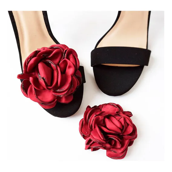 Presilha Clips Sapato Roupas Cabelo Enfeite Feminino Flor Cor Bordô Foto 1