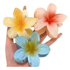 Presilha Prendedor Cabelo Piranha Grande Flor Blogueira Cor Laranja Foto mini 3