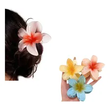 Presilha Prendedor Cabelo Piranha Grande Flor Blogueira Cor Laranja Foto mini 2