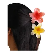 Presilha Prendedor Cabelo Piranha Grande Flor Blogueira Cor Laranja Foto mini 4