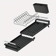 Prime Slim Compacto Luxo Escorredor Louças Pratos Extensível Pia Preto Cor Grafite Foto mini  3