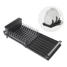 Prime Slim Compacto Luxo Escorredor Louças Pratos Extensível Pia Preto Cor Grafite Foto  mini 1