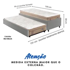 Probel Bicama Box Solteiro com Colchão Bicama Solteiro Cinza Foto mini 2