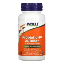 Probiotic-10 25 Billion Now Foods 100capsulas Veg Eua/usa Sabor Sem sabor Foto  mini 1