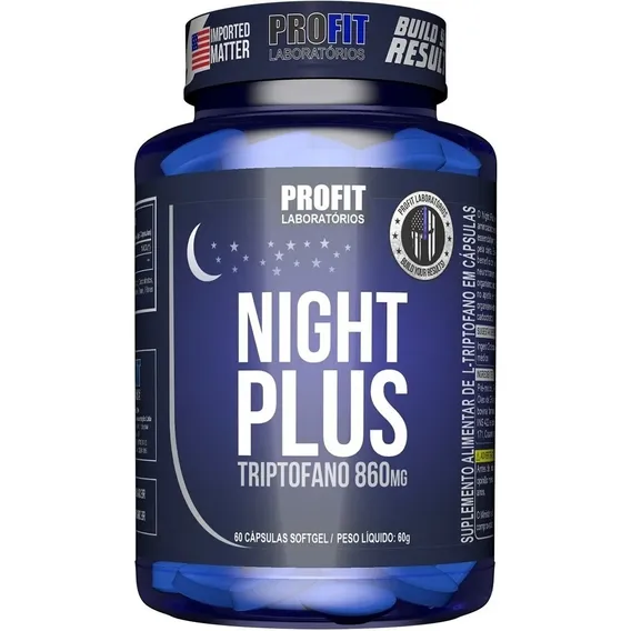 Profit Night Plus - Triptofano 860mg - 60caps - Sem sabor Foto 1