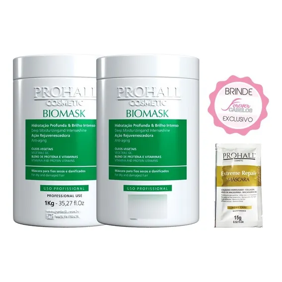 Prohall Máscara De Hidratação Biomask Teia Kit 2 Un Foto 1