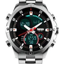 Promoção Relógio Masculino Skmei Esportivo Original Cor Da Correia Prateado Cor Do Bisel Preto Cor Do Fundo Preto Foto mini 1
