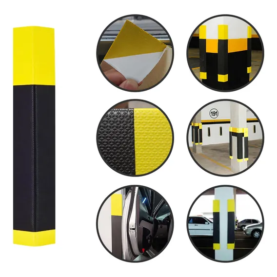 Proteção P/ Coluna Pilastra Estacionamento C/ Adesivo 10mm Cor Preto/amarelo Foto 1
