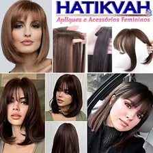 Pr贸tese Capilar Feminina Topo Cabelo Franja 3d = Ao Humano Cor Castanho Foto mini 2