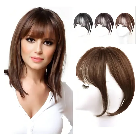 Pr贸tese Capilar Feminina Topo Cabelo Franja 3d = Ao Humano Cor Castanho Foto 1
