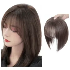 Pr贸tese Capilar Feminina Topo Cabelo Franja 3d = Ao Humano Cor Castanho Natural Foto mini 1