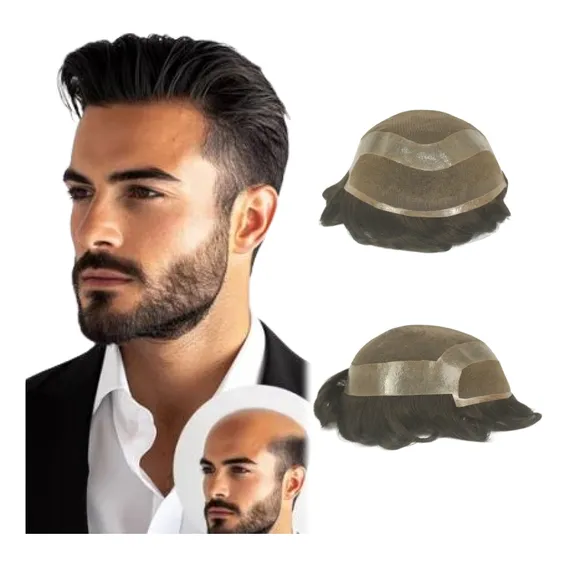 Protese Capilar Hibrida Masculina Hollywood (20x25) Tamanho Da Base 20x25 Tonalidade 1b Foto 1