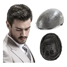 Protese Capilar Humano 17x20 Topo Silicone Peruca Masculina Tonalidade Castanho escuro Foto mini 1