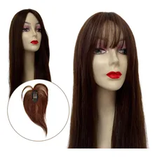 Pr贸tese Capilar Topo Franja Cabelo Humano Liso 25cm Foto mini 1