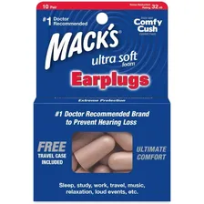 Protetor Auricular Espuma Macks Ultrasoft Foam 10 Par + Case Cor Bege Foto  mini 1