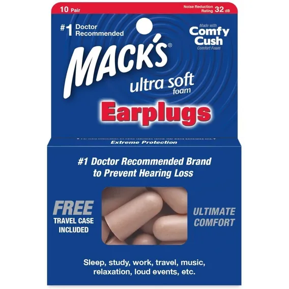 Protetor Auricular Espuma Macks Ultrasoft Foam 10 Par + Case Cor Bege Foto 1