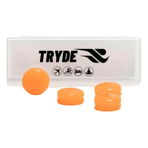 Protetor Auricular Tryde Silicone Dormir Nadar Cor Laranja Foto 1