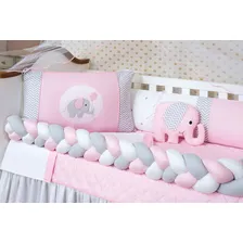 Protetor Berço Trança Elefantinho Rosa Americano Premium Elefante Foto mini 4