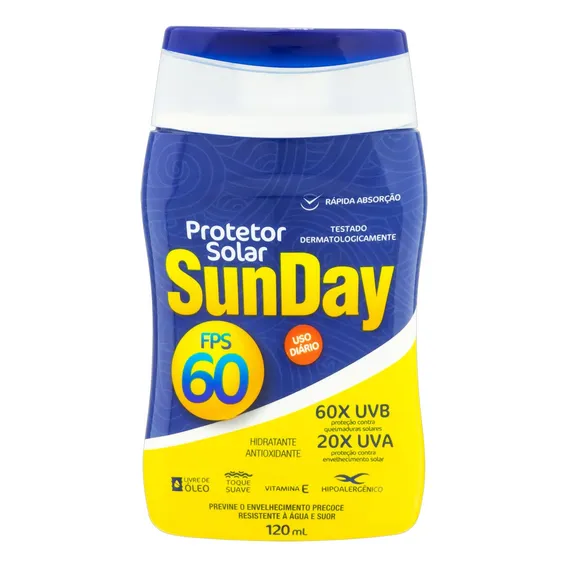 Protetor Bloqueador Solar Fps 60 120ml Sunday Foto 1