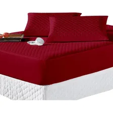Protetor Capa Colchão Impermeável Casal Padrão 1 Peça Branco Cor Protetor Vermelho Foto  mini 1