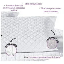 Protetor Capa Travesseiro Impermeável C/ Zíper 1 Peça Branco Cor Protetor Cinza Capa Travesseiro Impermeável Com Zíper Matelado Foto mini  2