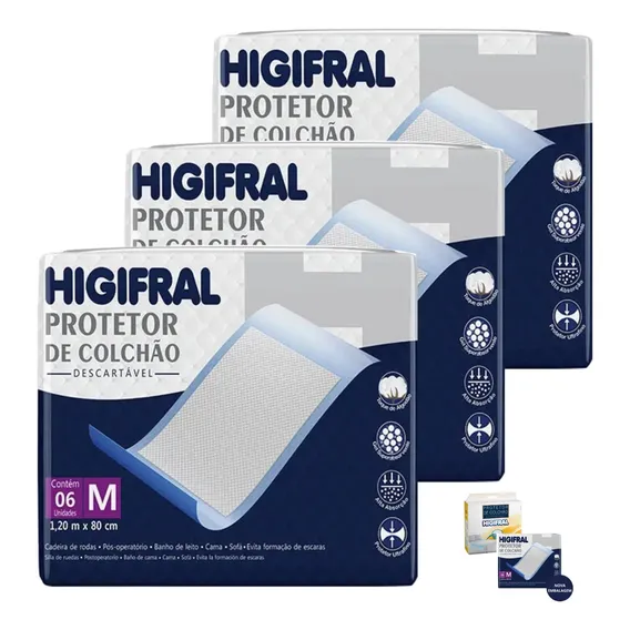 Protetor De Colchão Descartável Kit 3 Pacotes Geriatrico M Foto 1