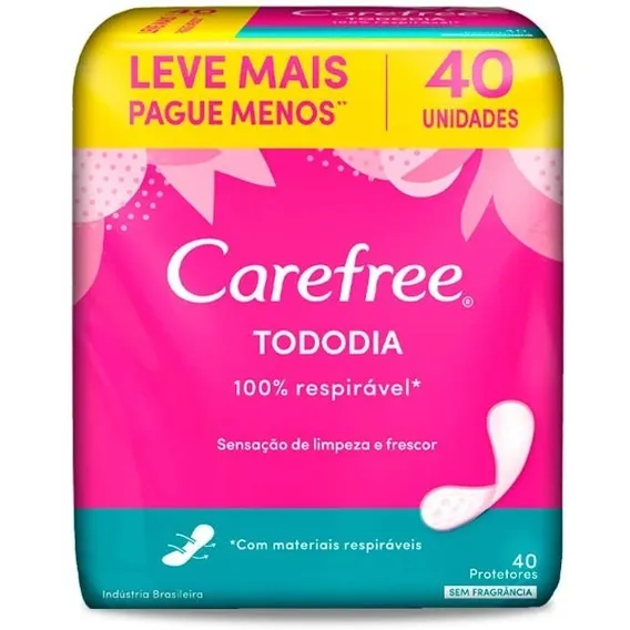 Protetor Diário Todo Dia Sem Perfume 40 Unidades Carefree Foto 1
