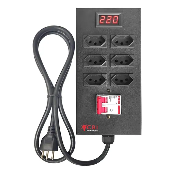 Protetor Elétrico Profissional Régua 6t Voltimetro Cbi 4400w Cor Preto 10a Foto 1