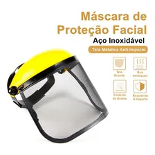 Protetor Facial Mascara Roçadeira Tela Aço Inoxidável Cor Amarelo Foto mini 3