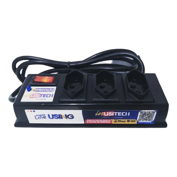 Protetor Filtro Dps Anti Raio - Power Line Using 3 Tomadas R Foto 1