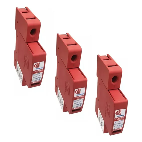 Protetor Raio Surto Dps Clamper Front 175v 20ka Com 3 Und Foto 1