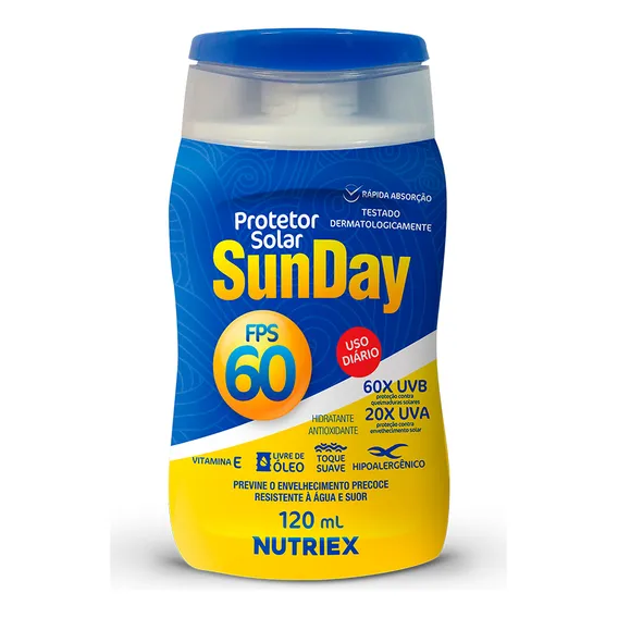 Protetor Solar 60 Fps 120ml Sunday Nutriex Foto 1