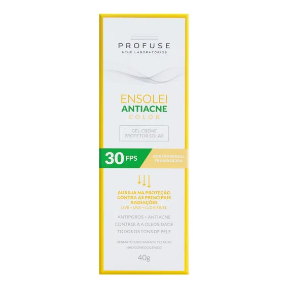 Protetor Solar Antiacne Color FPS 30 TranslĂșcido Profuse Ensolei Caixa 40g Foto 1