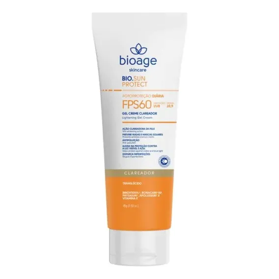 Protetor Solar Clareador Fps60 Cor TranslĂșcido - 45g Bioage Foto 1
