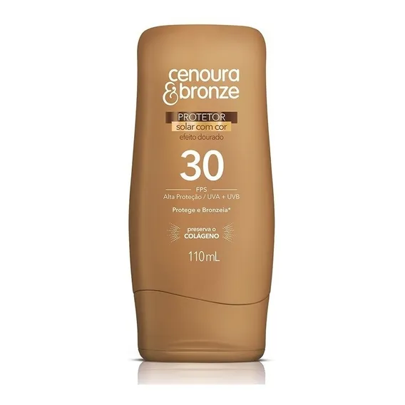 Protetor Solar com Cor Efeito Dourado FPS 30 Cenoura & Bronze Frasco 110ml Foto 1