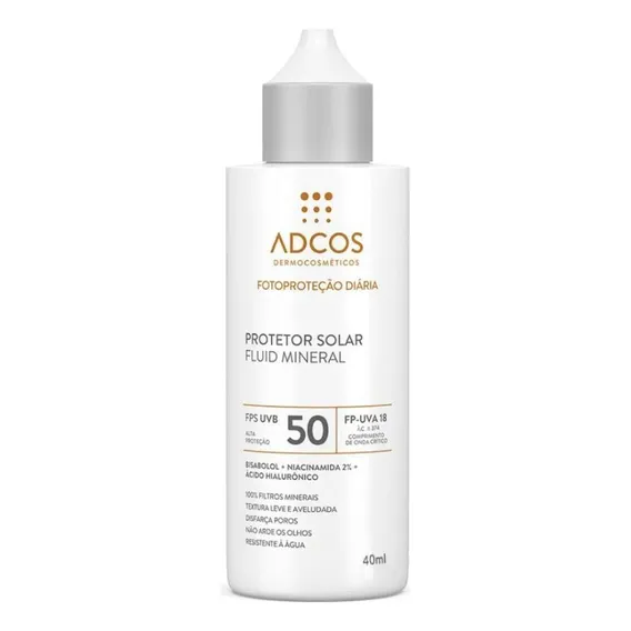 Protetor Solar Facial Adcos Fluid Mineral Fps50 Incolor 40ml Foto 1