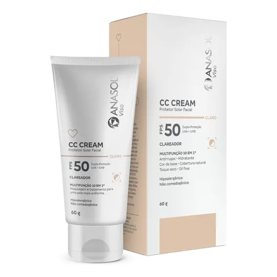 Protetor Solar Facial Anasol CC Cream Fps50 cor clara 60g Foto 1