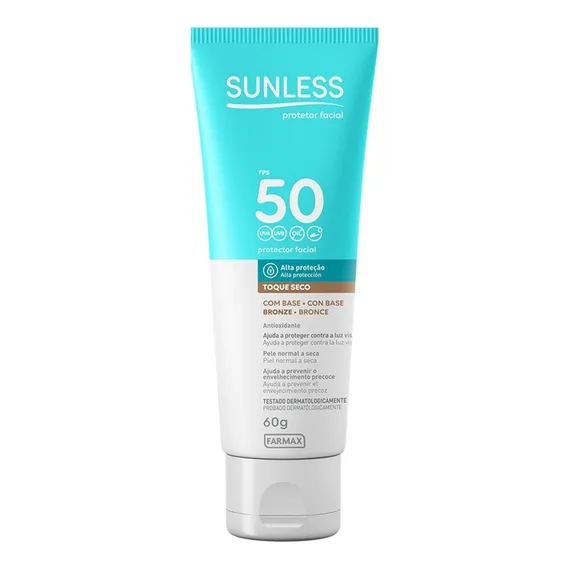 Protetor Solar Facial Fps50 Sunless Com Base 60g Toque Seco COR BRONZE Foto 1