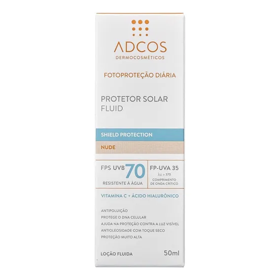 Protetor Solar Fluid Adcos Shield Protection Nude Fps70 50ml Foto 1