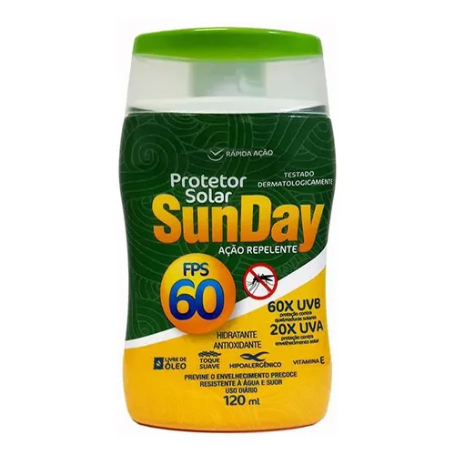 Protetor Solar Fps 60 Com Repelente Sunday 120ml Foto 1