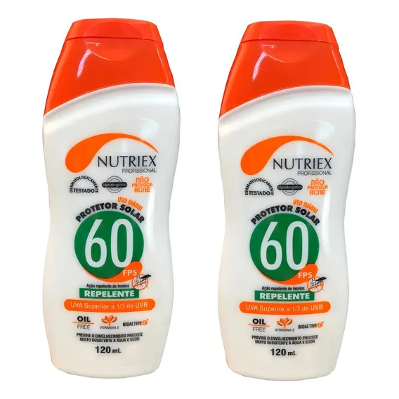 Protetor Solar Fps 60 Repelente 120 Com 2 Peças Nutriex Foto 1