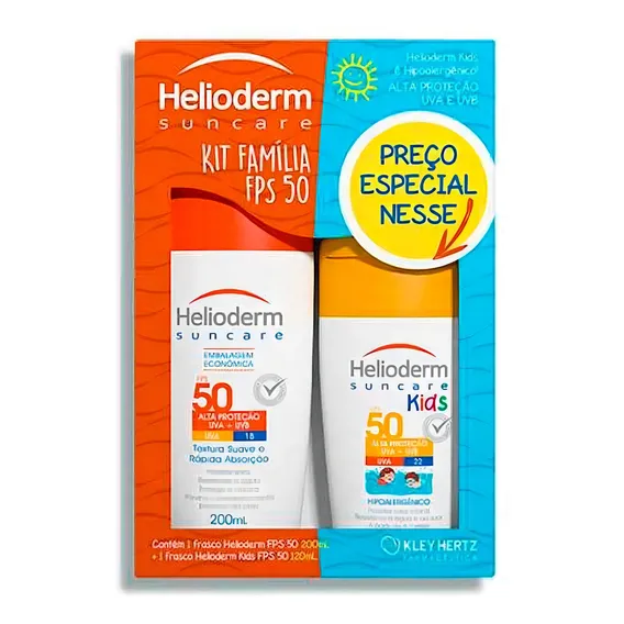 Protetor Solar Helioderm Fps 50 Com 200ml + Solar Kids Fps Foto 1