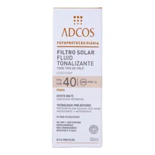 Protetor Solar Tonalizante Fluid FPS 40 sem Perfume Peach Adcos Caixa 50ml Foto mini 1