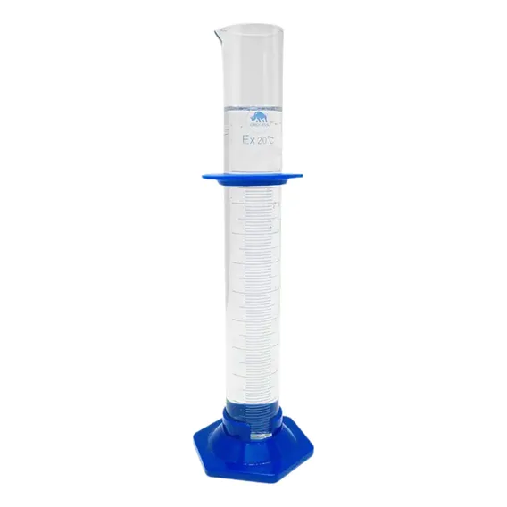 Proveta De Vidro 1000ml Com Base Plástica Pp Anel Graduada Foto 1