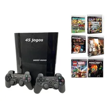 Ps3 Super + 45 Jogos + 2 Controles Gta5, Fifa, Minecraft, Mortalkombat Cor Preto Foto mini 1