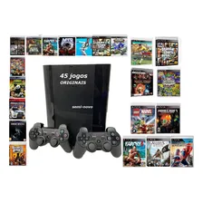 Ps3 Super Slim + 44 Jogos + 2 Controles Gta5, Fifa, Minecraft Cor Charcoal Black Foto mini 1
