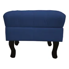 Puf Puff Baú Luis Xv Capitonê Suede Azul Retrô Pés Madeira Foto mini 4