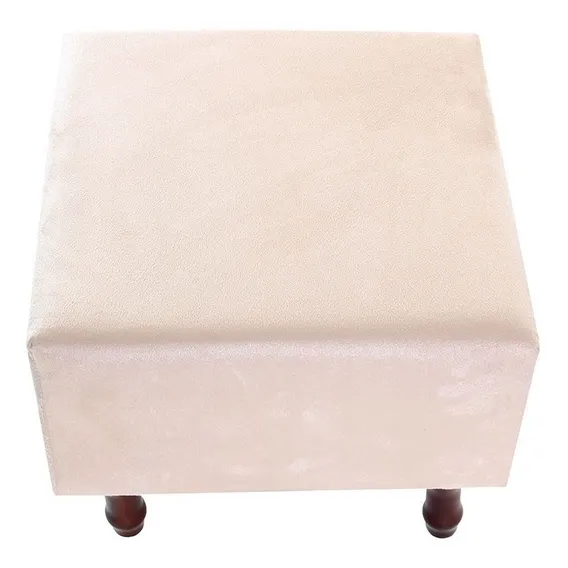 Puff Banqueta Espuma 40cm Quadrado Suede Bege Foto 1