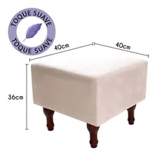 Puff Banqueta Espuma 40cm Quadrado Suede Bege Foto mini 2